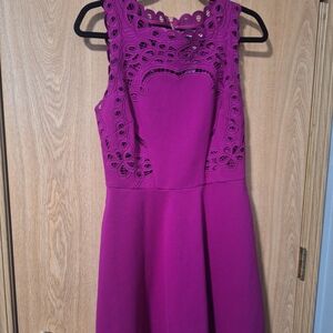 Purple Sleeveless Dress with Lace Detail